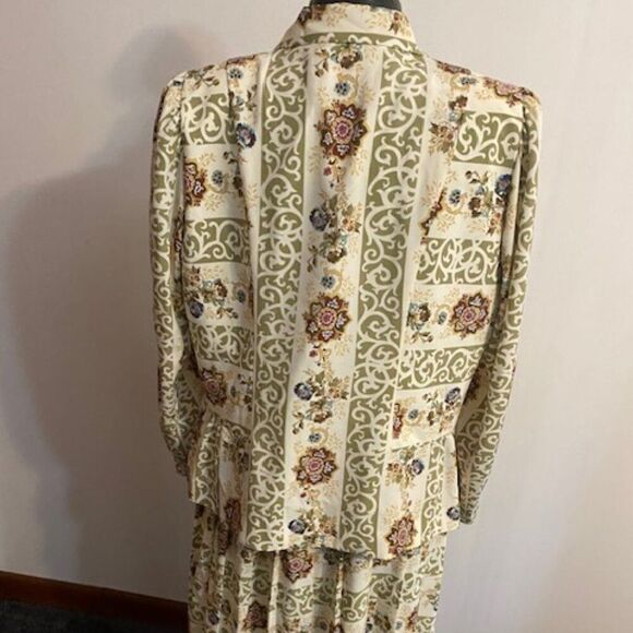 Jo Hanna York by Joan Davis Vintage White Floral print skirt set. size 14W - Picture 4 of 10